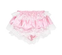 Satini Con Volant Pizzo Femminuccia Pieghettato Culotte Slip Lingerie Setoso Raso Biancheria Intima Mutandine (Rosa Pastello, M)