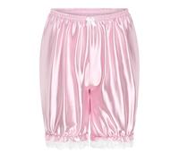 Satini Con Volant Pizzo Femminuccia Pieghettato Lolita Bloomer (Pantaloni) Pantaloncini Setoso Raso Pantaloni a Zucca (Rosa Pastello, L)