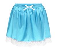 Satini Con Volant Pizzo Femminuccia Pieghettato Setoso Raso Sottogonna Sottogonna Gonna a Balze (Blu Acqua, M)