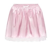 Satini Con Volant Pizzo Femminuccia Pieghettato Setoso Raso Sottogonna Sottogonna Gonna a Balze (Rosa Pastello, S)