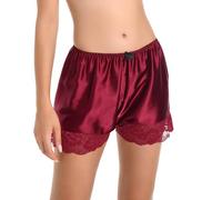 Satini Donna Belle Intimo Mutandoni Frencesi Mutandine Sottogonna (Rosso Vino, M)