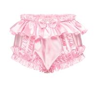Satini Femminuccia con Volant Pieghettato Setoso Raso Copertura Mutandina copripannolino per Adulti Slip Lingerie Biancheria Intima Mutandine (Rosa Pastello, XXL)