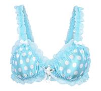 Satini Femminuccia con Volant Pizzo Attillato Raso Bralette Reggiseno (Blu Acqua - A Pois, M)