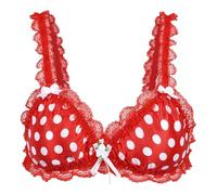 Satini Femminuccia con Volant Pizzo Attillato Raso Bralette Reggiseno (Rosso - A Pois, M)
