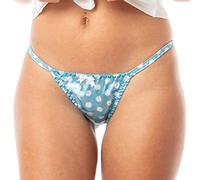 Satini Mutandine a Pois in Raso Bikini Sottogonna (A Pois - Blu Acqua, XL)