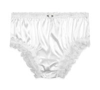 Satini Raso Pizzo a Balze Femminuccia Culotte Slip Mutandine Biancheria Intima (Bianco, XXL)