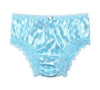 Satini Raso Pizzo a Balze Femminuccia Culotte Slip Mutandine Biancheria Intima (Blu Acqua - A Pois, L)