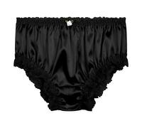 Satini Raso Pizzo a Balze Femminuccia Culotte Slip Mutandine Biancheria Intima (Nero, M)