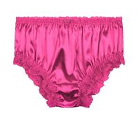 Satini Raso Pizzo a Balze Femminuccia Culotte Slip Mutandine Biancheria Intima (Rosa Fucsia, S)