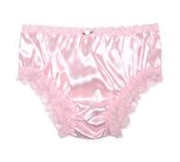Satini Raso Pizzo a Balze Femminuccia Culotte Slip Mutandine Biancheria Intima (Rosa Pastello - A Pois, M)
