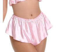 Satini Raso Slip scanalati alla Francese Gonna Pantaloncini Mutandine Biancheria Intima (Rosa Pastello, L)