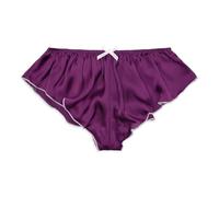Satini Raso Vita Bassa Aumento Slip scanalati alla Francese Femminuccia Slip Mutandine Biancheria Intima (Viola - Bianco, XL)