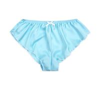 Satini Raso Vita Bassa Aumento Slip scanalati alla Francese Femminuccia Slip Mutandine Biancheria Intima (Azzurro - Bianco, XXL)