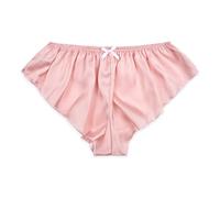 Satini Raso Vita Bassa Aumento Slip scanalati alla Francese Femminuccia Slip Mutandine Biancheria Intima (Rosa Pastello - Bianco, L)