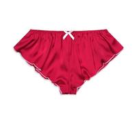 Satini Raso Vita Bassa Aumento Slip scanalati alla Francese Femminuccia Slip Mutandine Biancheria Intima (Rosso - Bianco, XL)
