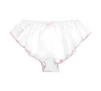 Satini Raso Vita Bassa Aumento Slip scanalati alla Francese Femminuccia Slip Mutandine Biancheria Intima (Bianco - Rosa Pastello, XL)