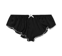 Satini Raso Vita Bassa Femminuccia Slip scanalati alla Francese Slip Mutandine (Nero - Bianco, L)