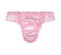 Satini Raso Volant Vita Bassa Femminuccia Perizoma Tanga Mutandoni Slip Mutandine Biancheria Intima (Rosa Pastello, L)