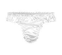 Satini Raso Volant Vita Bassa Femminuccia Perizoma Tanga Mutandoni Slip Mutandine Biancheria Intima (Bianco, S)