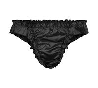 Satini Raso Volant Vita Bassa Femminuccia Perizoma Tanga Mutandoni Slip Mutandine Biancheria Intima (Nero, S)