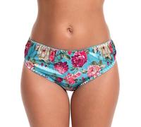 Satini Slip in Raso di Seta - Bordo Elastico Morbido, Lingerie Elegante Confortevole, Slip Sissy (Turchese - Motivo Floreale Rosa, L)