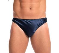 Satini Slip Uomo Raso Davanti a Pieghe, Blu Notte, XL