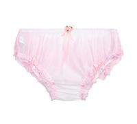 Satini Trasparente Pizzo a Balze Femminuccia Morbido Mutandoni Slip Mutandine Biancheria Intima (Bianco - Rosa Pastello, XXL)
