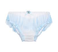 Satini Trasparente Pizzo a Balze Femminuccia Morbido Mutandoni Slip Mutandine Biancheria Intima (Bianco - Azzurro, L)