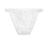 Satini Trasparente Pizzo a Balze Femminuccia Tanga Mutandoni Slip Bikini Mutandine Biancheria Intima (Bianco, XL)