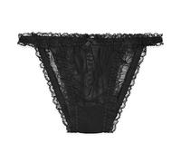 Satini Trasparente Pizzo a Balze Femminuccia Tanga Mutandoni Slip Bikini Mutandine Biancheria Intima (Nero, XL)