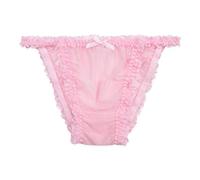 Satini Trasparente Pizzo a Balze Femminuccia Tanga Mutandoni Slip Bikini Mutandine Biancheria Intima (Rosa Pastello, XL)