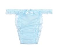 Satini Trasparente Pizzo a Balze Femminuccia Tanga Mutandoni Slip Mutandine Biancheria Intima (Azzurro, S)