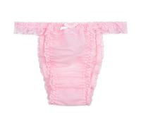 Satini Trasparente Pizzo a Balze Femminuccia Tanga Mutandoni Slip Mutandine Biancheria Intima (Rosa Pastello, XXL)