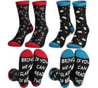 SATINIOR 2 Paia Calzini Bring Me Some Wine Calze di Equipaggio Divertenti Unisex Regalo per Natale (Carino)