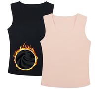 SATINIOR 2 Pezzi Maglie Termiche Senza Maniche Top a Canotta Gilet Intimo Canottiera Invernale Calda Senza Cuciture Donna (XL)
