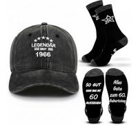 SATINIOR 2 Regali per Compleanno da Uomo con 1 Cappello e 1 Paio di Calzini per Papà Marito Nonno Zio Amico (60 anni)