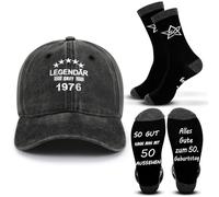SATINIOR 2 Regali per Compleanno da Uomo con 1 Cappello e 1 Paio di Calzini per Papà Marito Nonno Zio Amico (50 anni)
