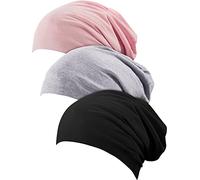 SATINIOR 3 Pezzi Foderato Cappello da Sonno di Raso Turbante Dinoccolato Berretto Manata Cappello per Donne (Colore A)