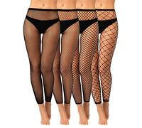 SATINIOR 4 Collant a Rete senza Piede da Donna Collant a Vita Alta a Rete Calze a rete senza Dita per Cosplay Halloween (Nero, L)