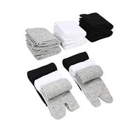 SATINIOR 6 Coppie Calzini Tabi Unisex con Flip Flop Cotone Dita Sparsa Elastico per Donne e Uomini (Nero, Bianco e Grigio)