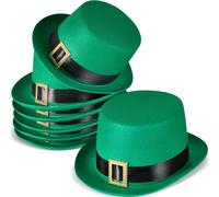 SATINIOR 6 Pezzi Cappello del Giorno di San Patrizio Cappello a Cilindro in Feltro Verde con Cintura Nera e Fibbia Dorata Cappello Leprechaun Cappello da Travestimento Irlandese per Adulto Bomboniere