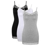 Satinior Canotta Donna Canottiere Donna Camisoles Spaghetti Tank Top con Pizzo Trim (L Taglia, 3 pacchi)