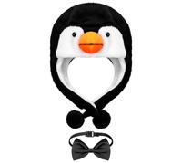 SATINIOR Cappello da Pinguino Cappello da Fantasia di Costume Regolabile in Bianco e Nero Cappello Divertente con Papillon Nero per Adulti Accessori Decorazioni per Halloween Natale Pasqua