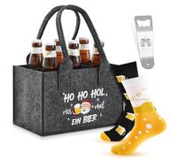 SATINIOR Regali di Birra per Natale 24 x 15 x 15 cm Borsa da Uomo in Feltro Extra Spesso con 6 Scomparti e Calzini Divertenti Apribottiglie Portabottiglie per Compleanno Festa Uomini Signori