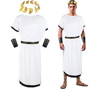 SATINIOR Set di 4 pezzi di accessori per costume greco Toga da uomo per Halloween, Oro bianco., Small
