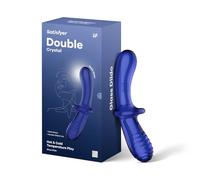 Dildo di Vetro Ipoallergenico Satisfyer Double Crystal con Doppia Estremità Utilizzabile (Blu)