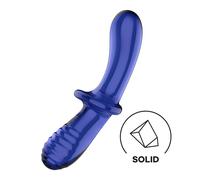 Dildo di Vetro Ipoallergenico Satisfyer Double Crystal con Doppia Estremità Utilizzabile (Blu)