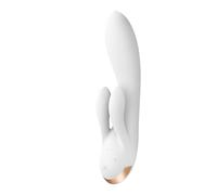Satisfyer Double Flex - Vibratore con braccio clitorideo controllato tramite app (bianco)