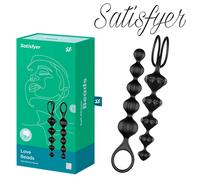 Satisfyer Love Beads Black Set 2 Super Soft Silicone Anal Plug Toys Sfere Anali