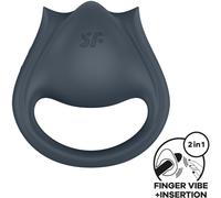Satisfyer - perfect pair 2 multivibratore 2 in 1 anello per pene e stimolatore per dita grigio